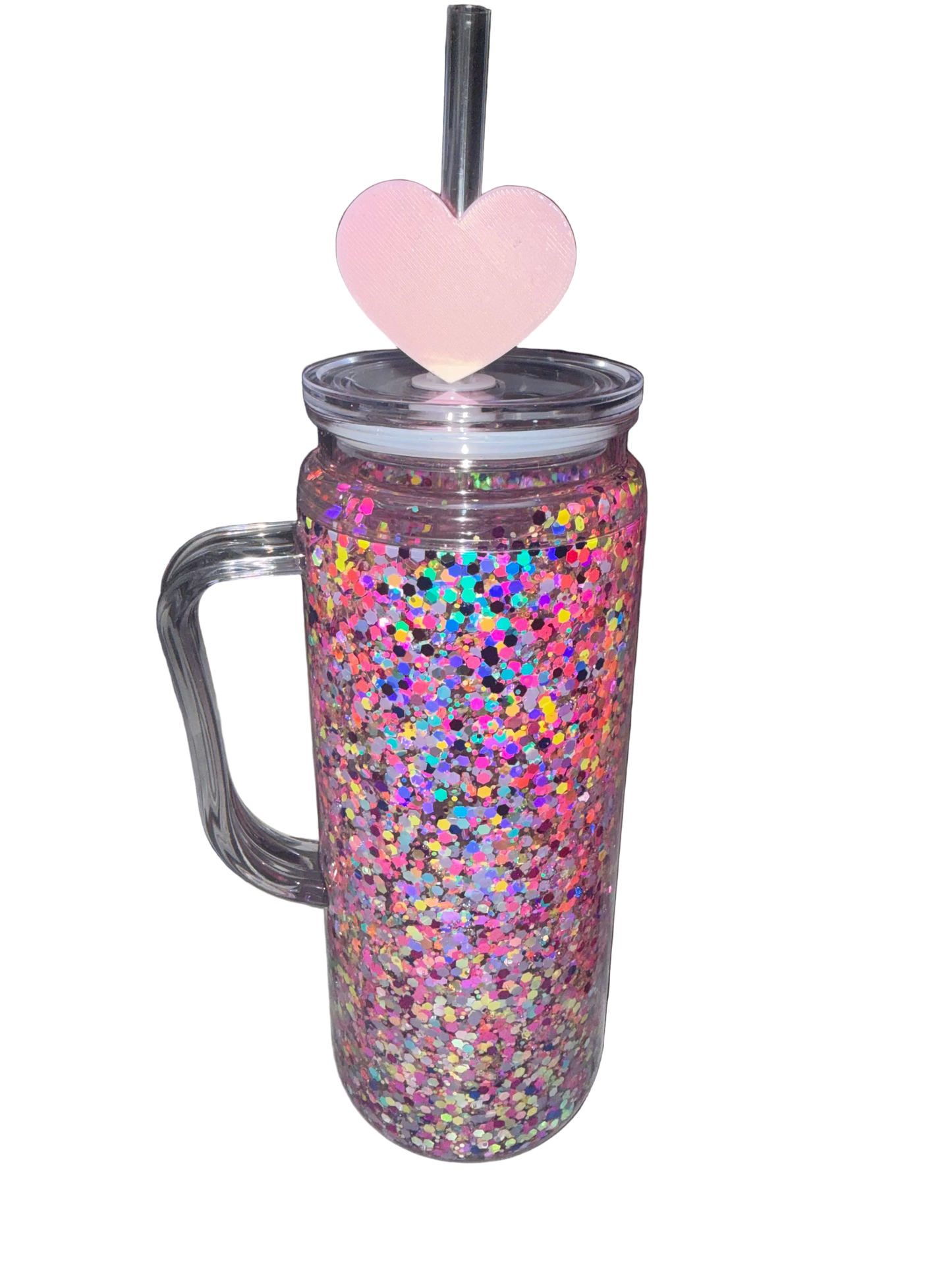 Light Pink Heart 3D Straw Topper