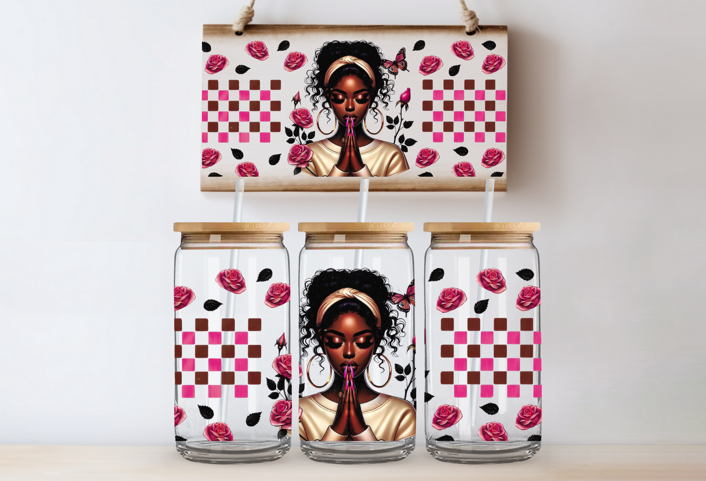 Girl with Checkered & Roses