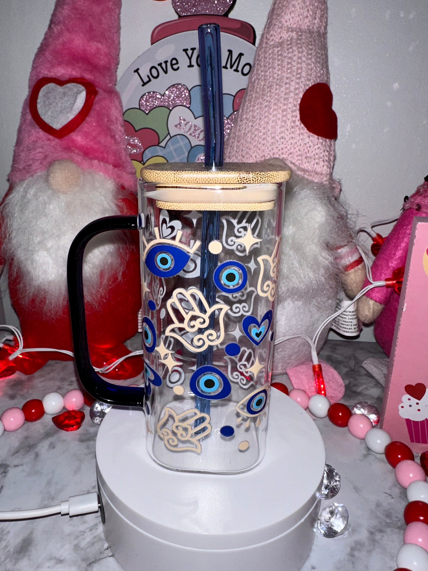 Small Square Blue Glass Tumbler