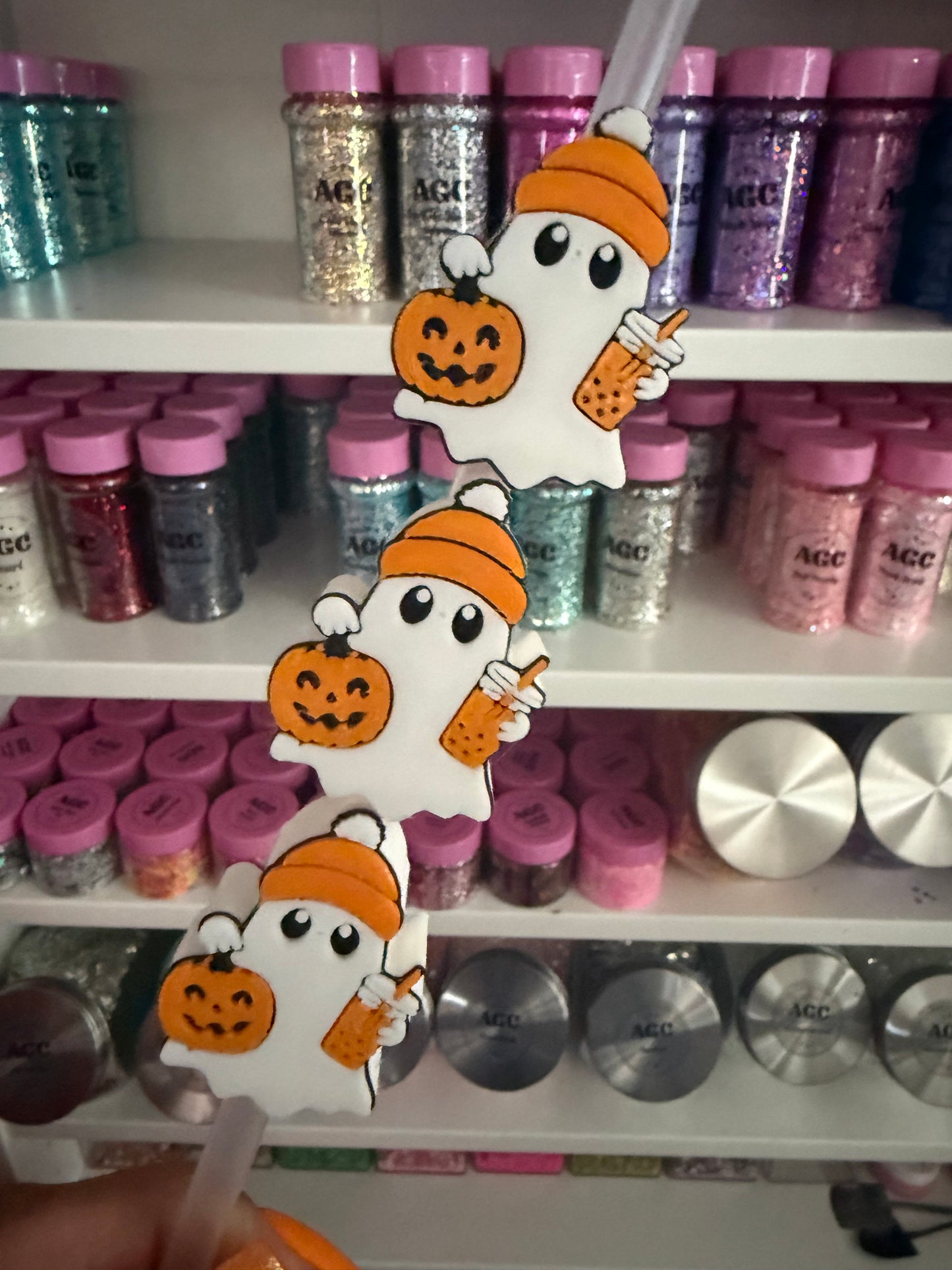 Beanie Ghostie 3D Straw Topper