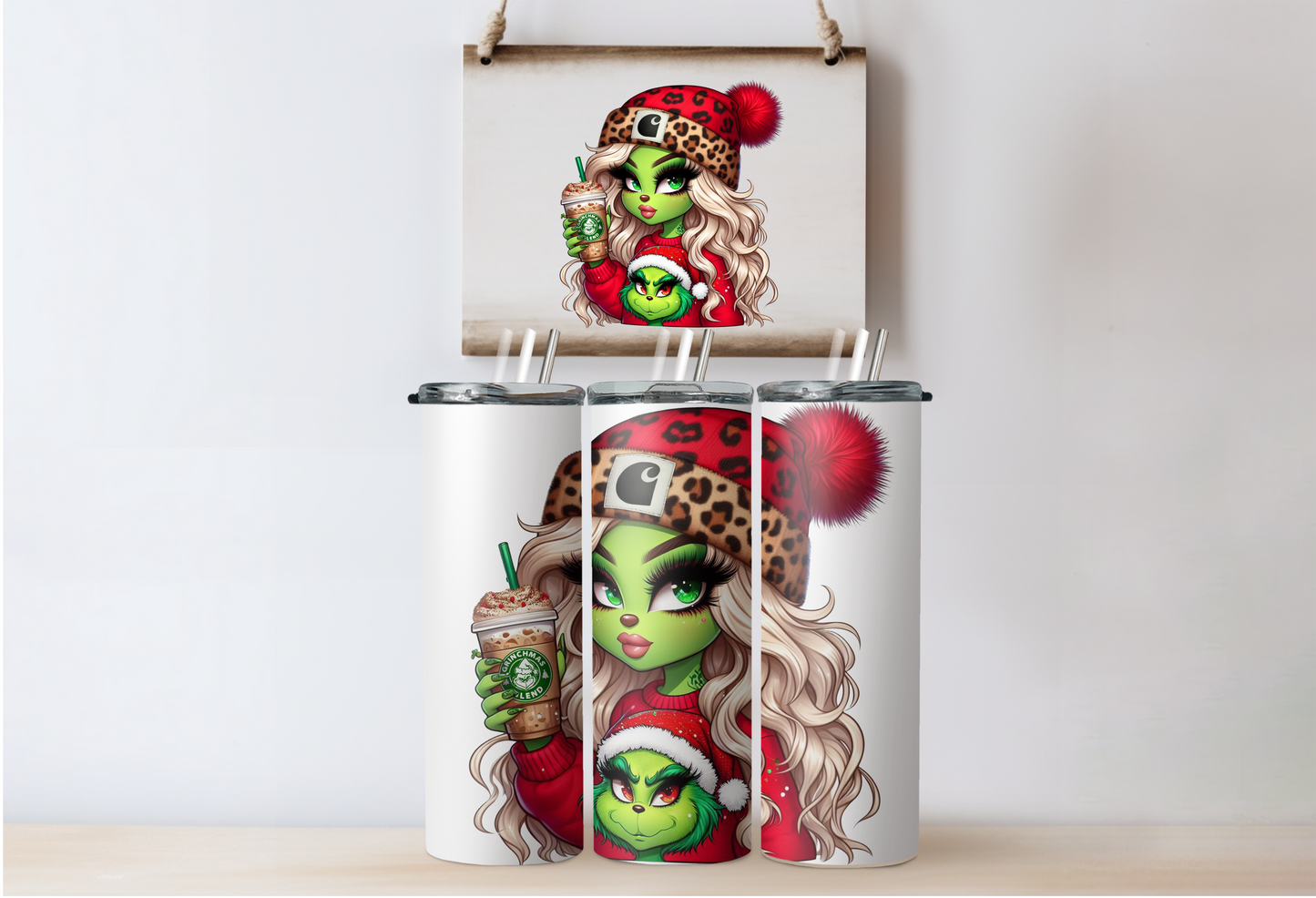 Red Grinchy Girl Tumbler 3