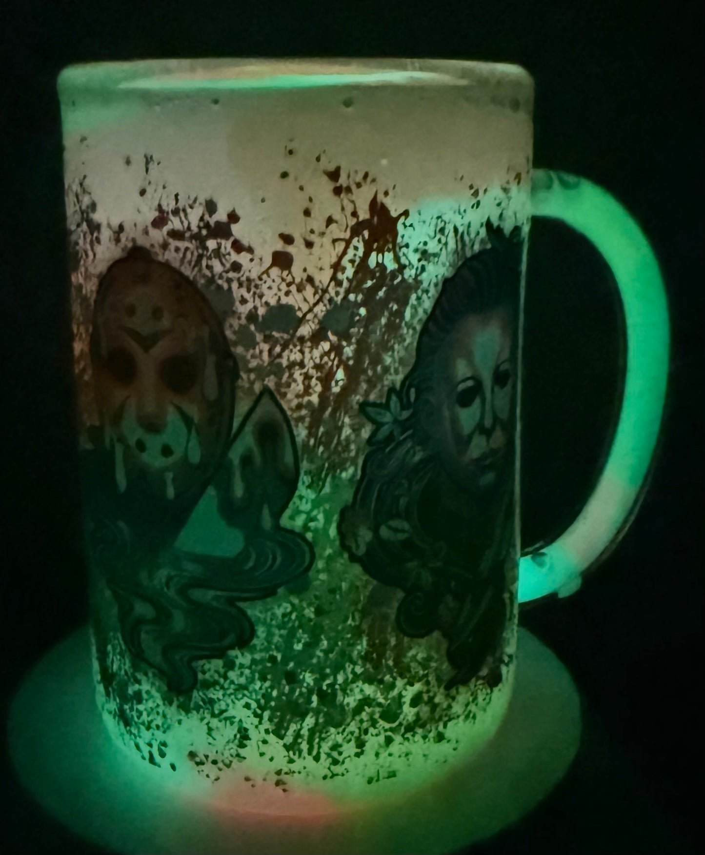 Glow in the dark paint snow globe mug