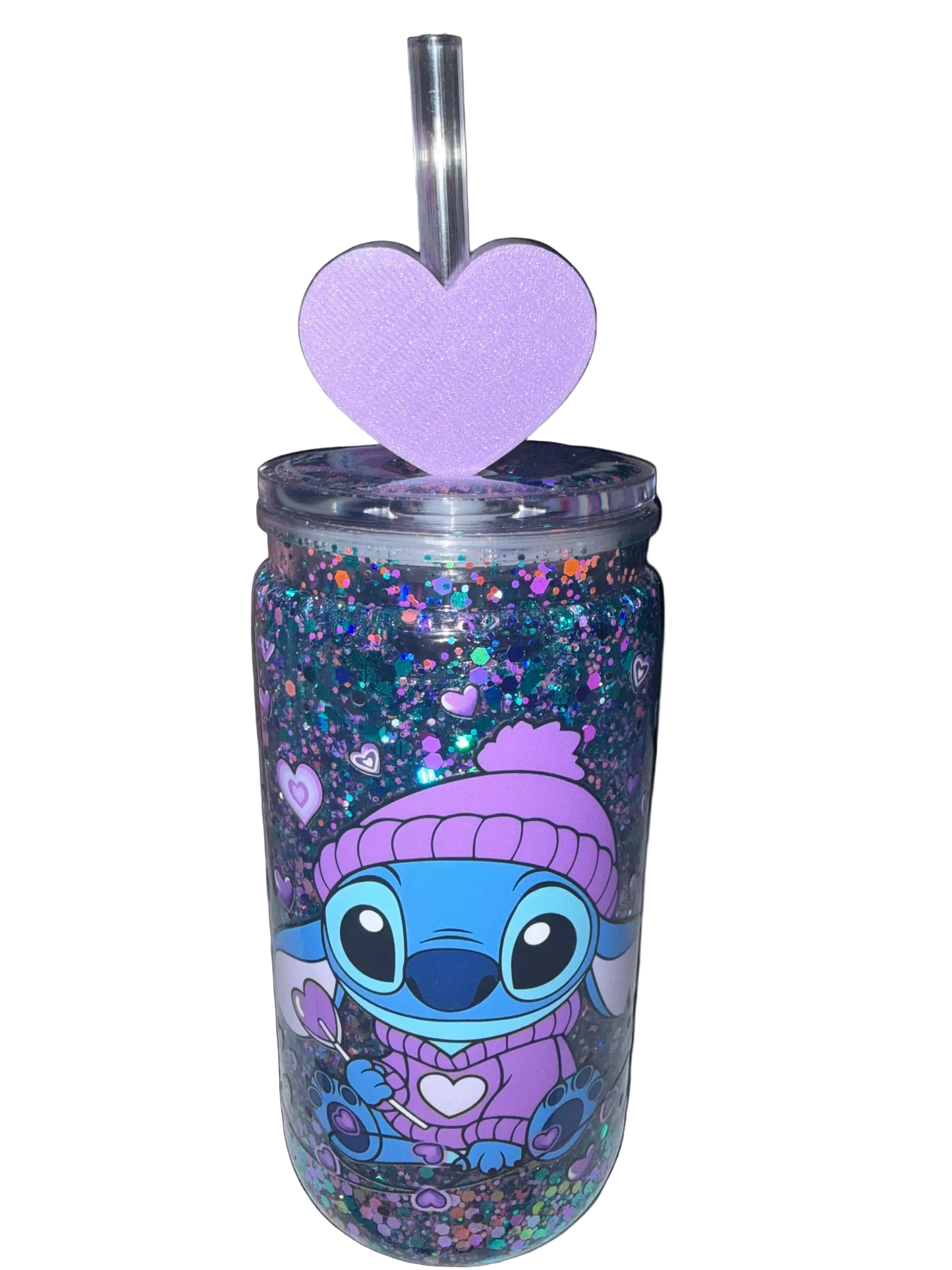 Light Purple Heart 3D Straw Topper