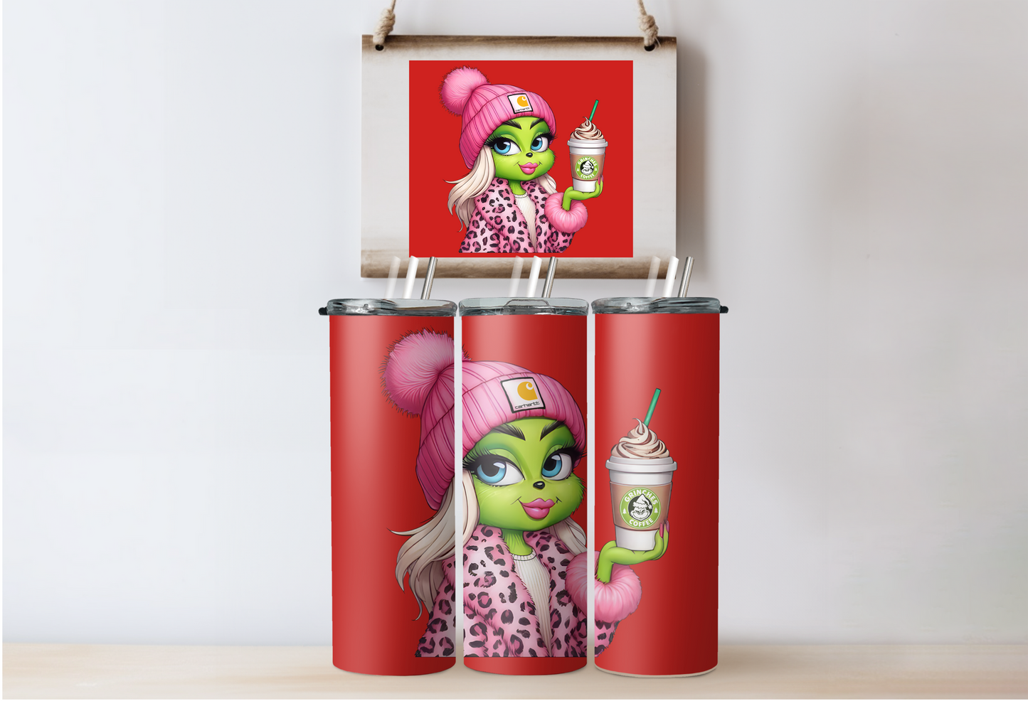 Pink Grinchy Girl Tumbler 5