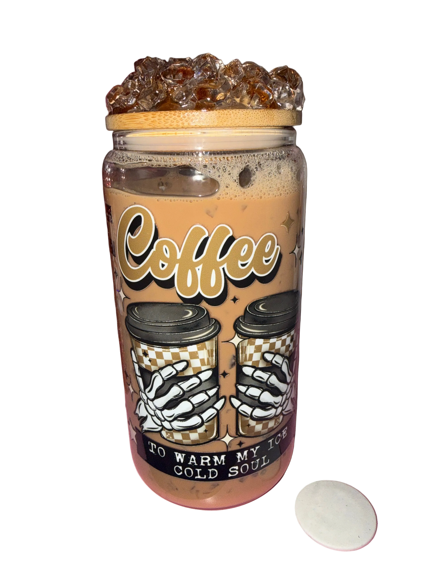 Coffee to warm my Cold Soul Glass Snow Globe Tumbler