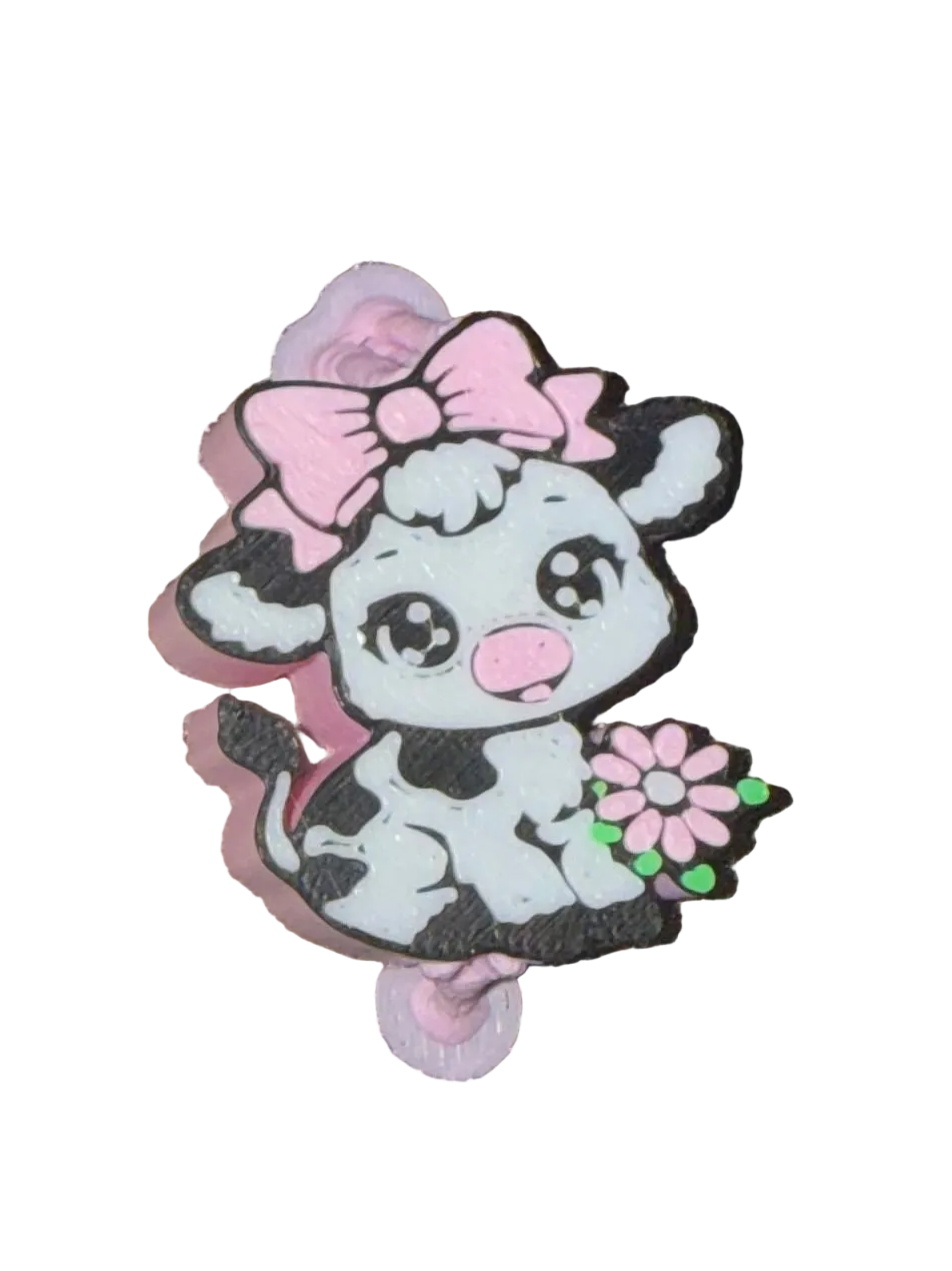Spring Cow 3D Straw Topper