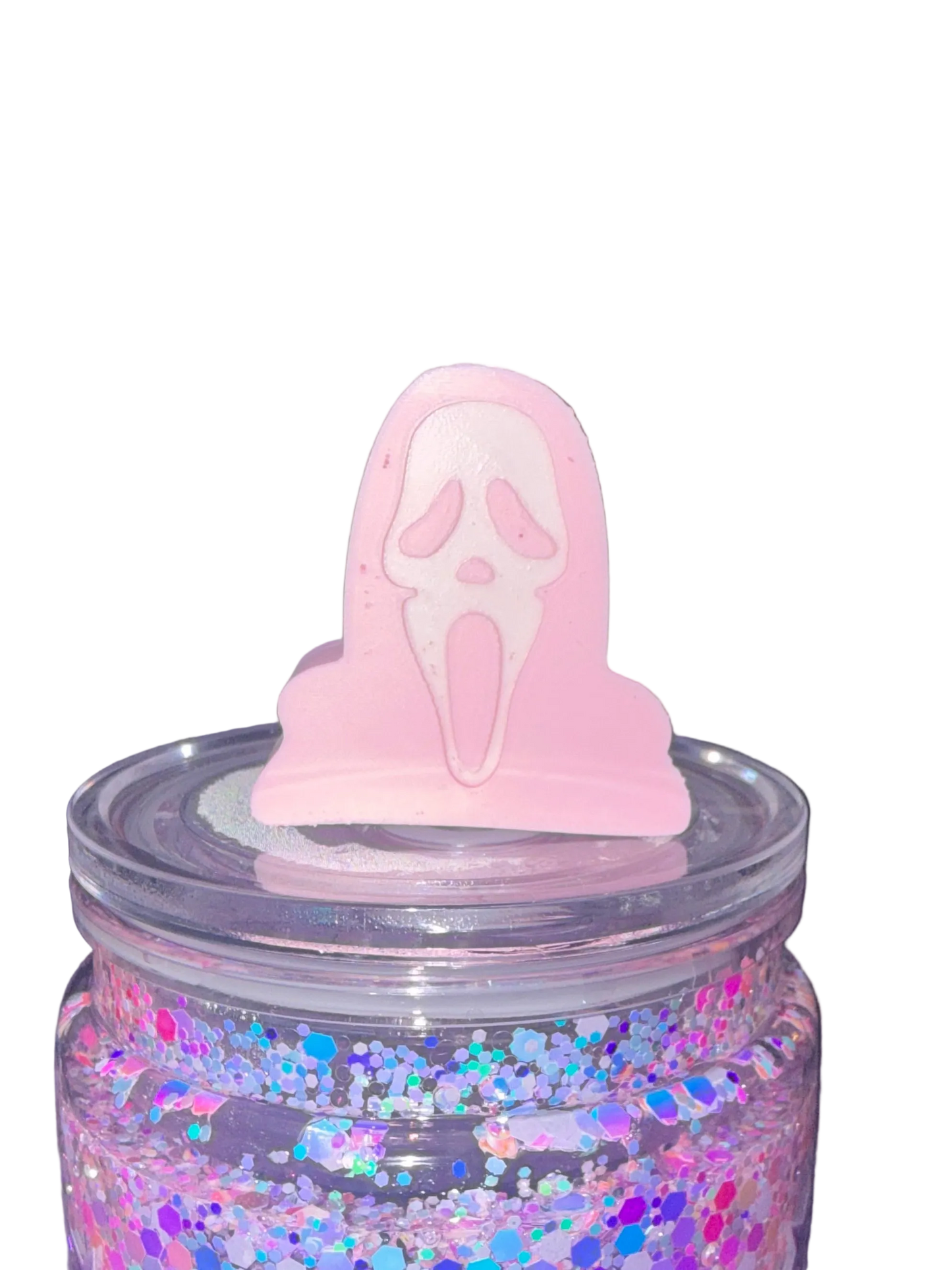 Pink Ghostface 3D Straw Topper