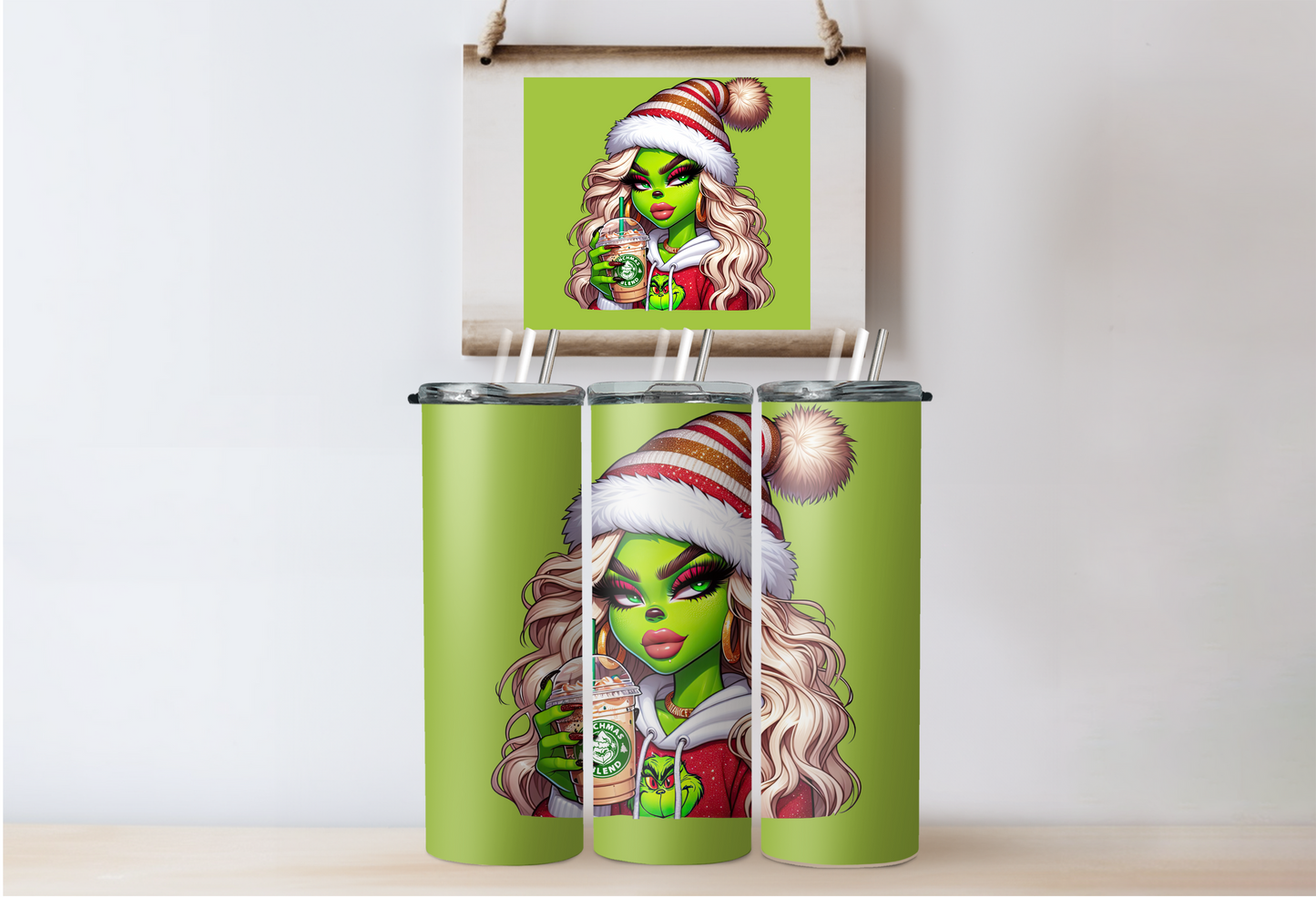 Santa Grinchy Girl Tumbler