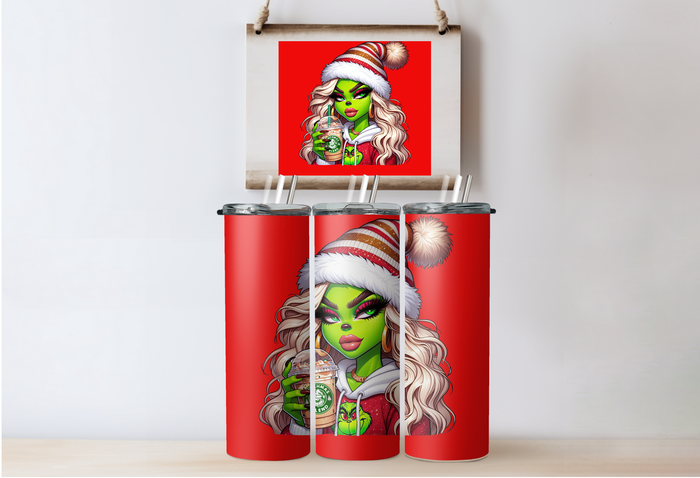 Santa Grinchy Girl Tumbler