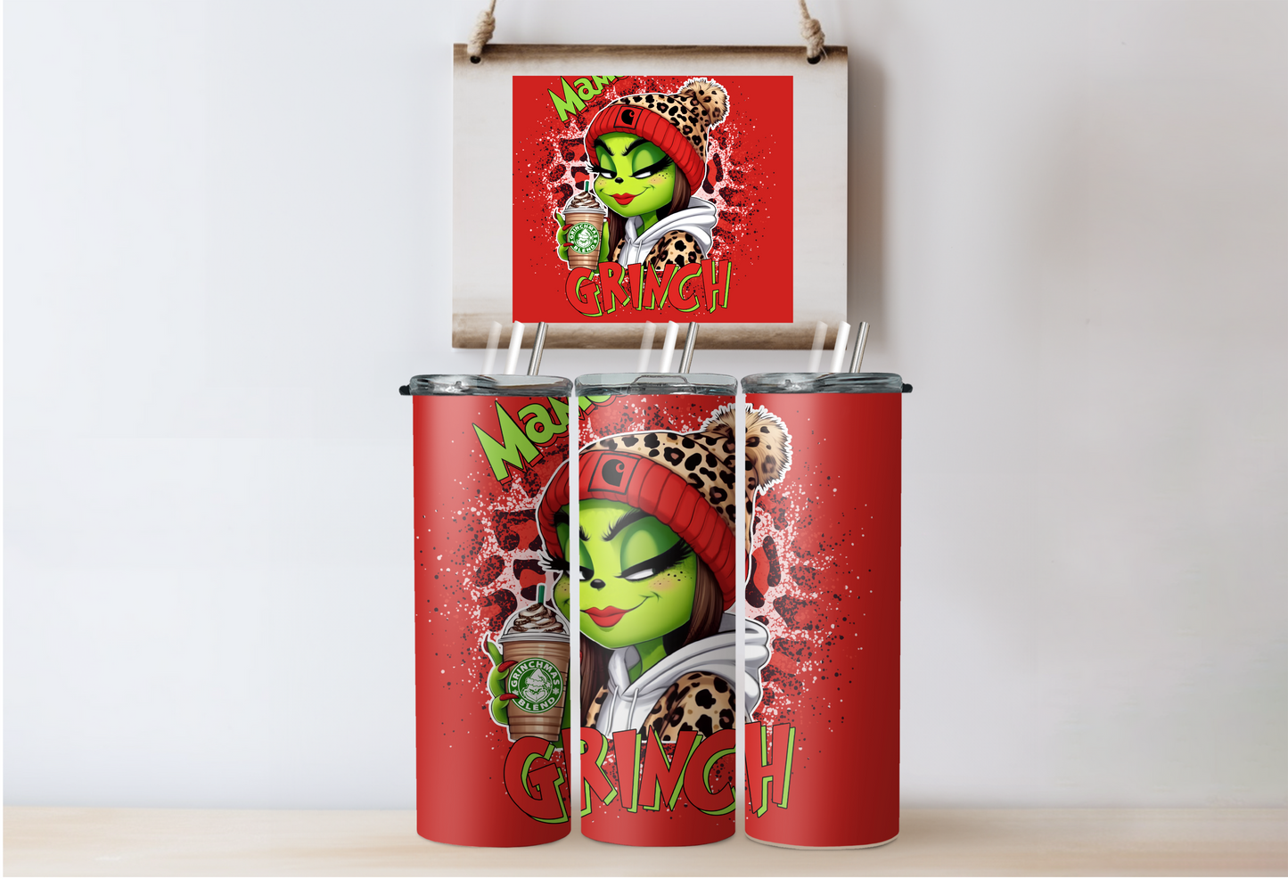 Brown Grinchy Girl Tumbler 2