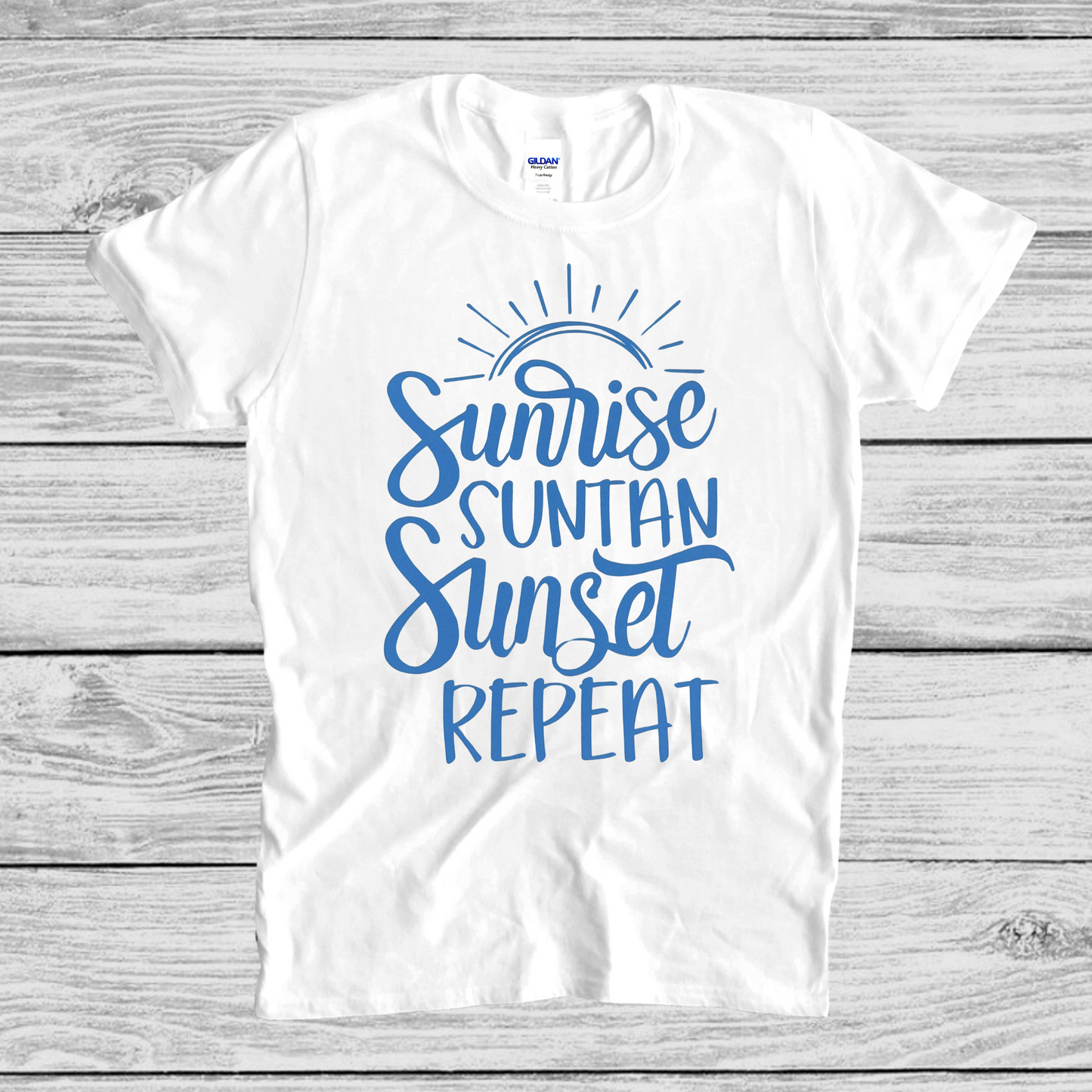 Sunrise Suntan Sunset Repeat T-shirt