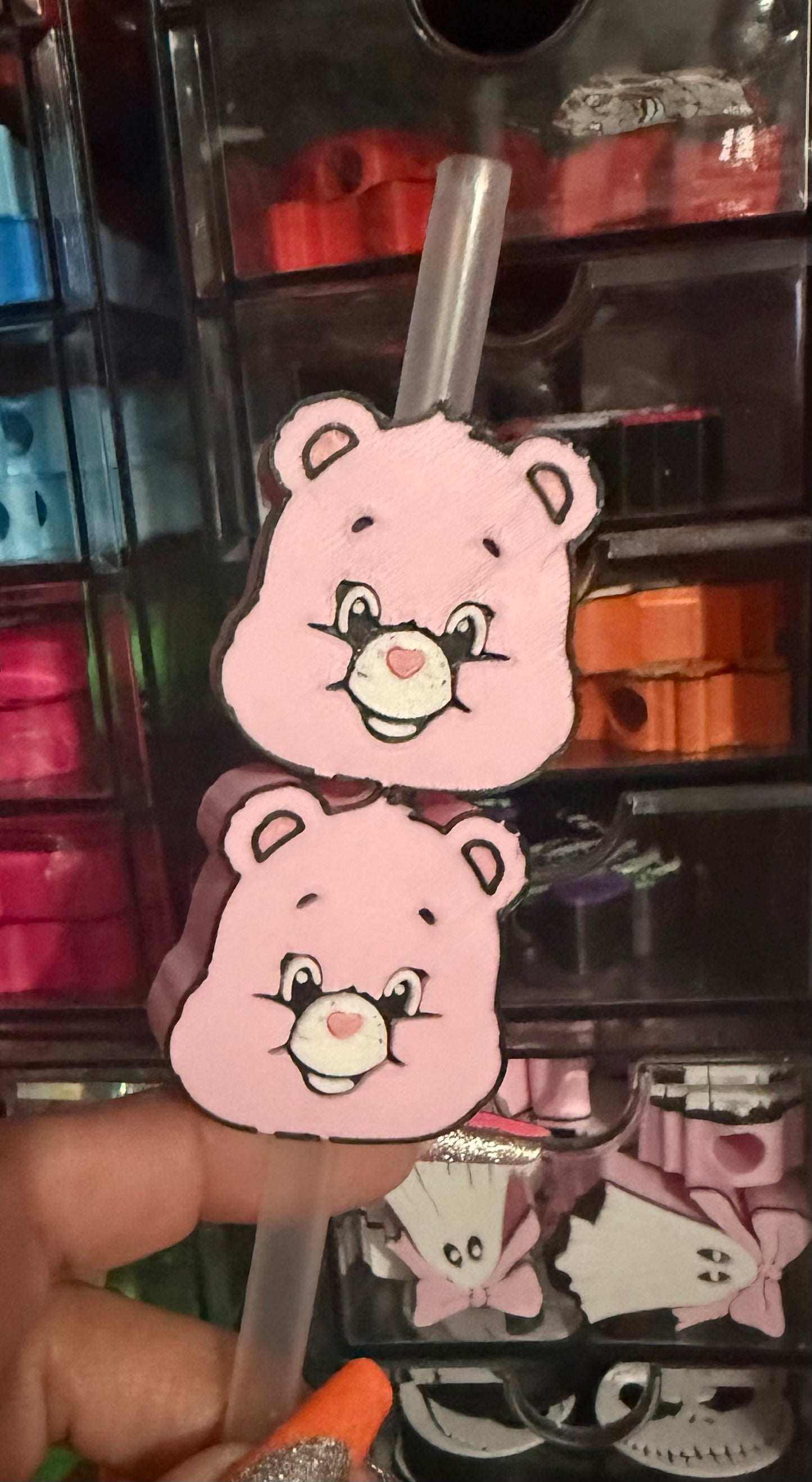 Light Pink Care Bear 3D Straw Topper