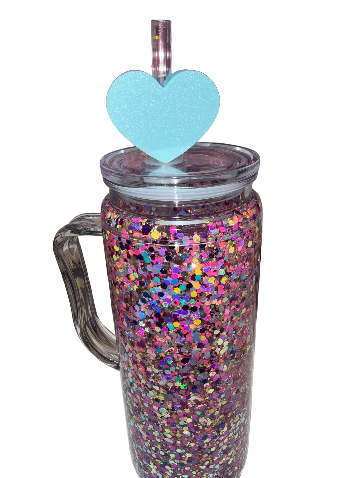 Baby Blue Heart 3D Straw Topper