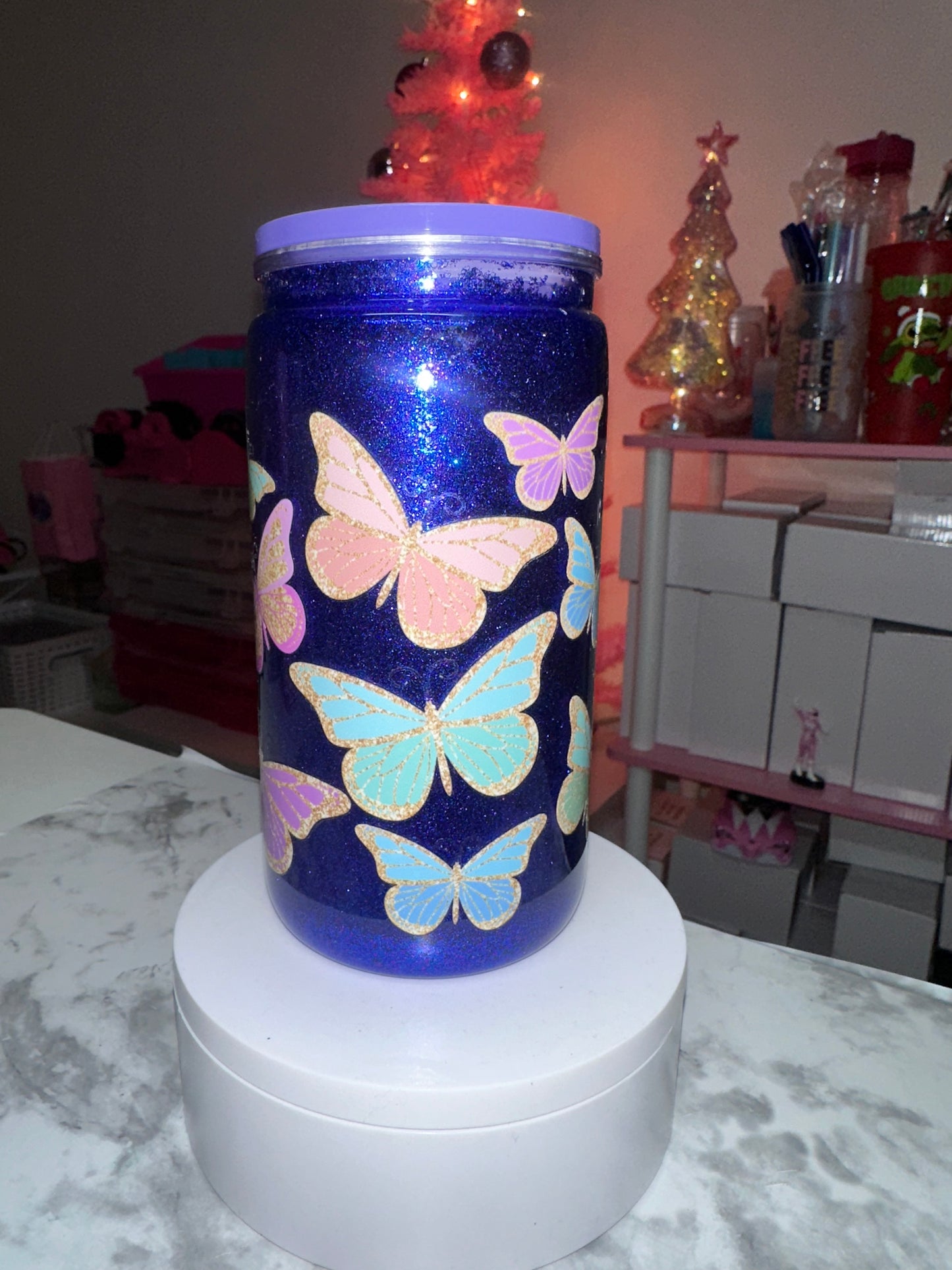 Purple Butterflies Snow Globe