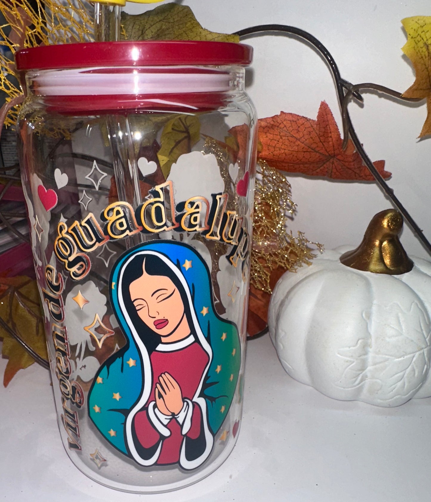 Virgin Mary Glass Tumbler