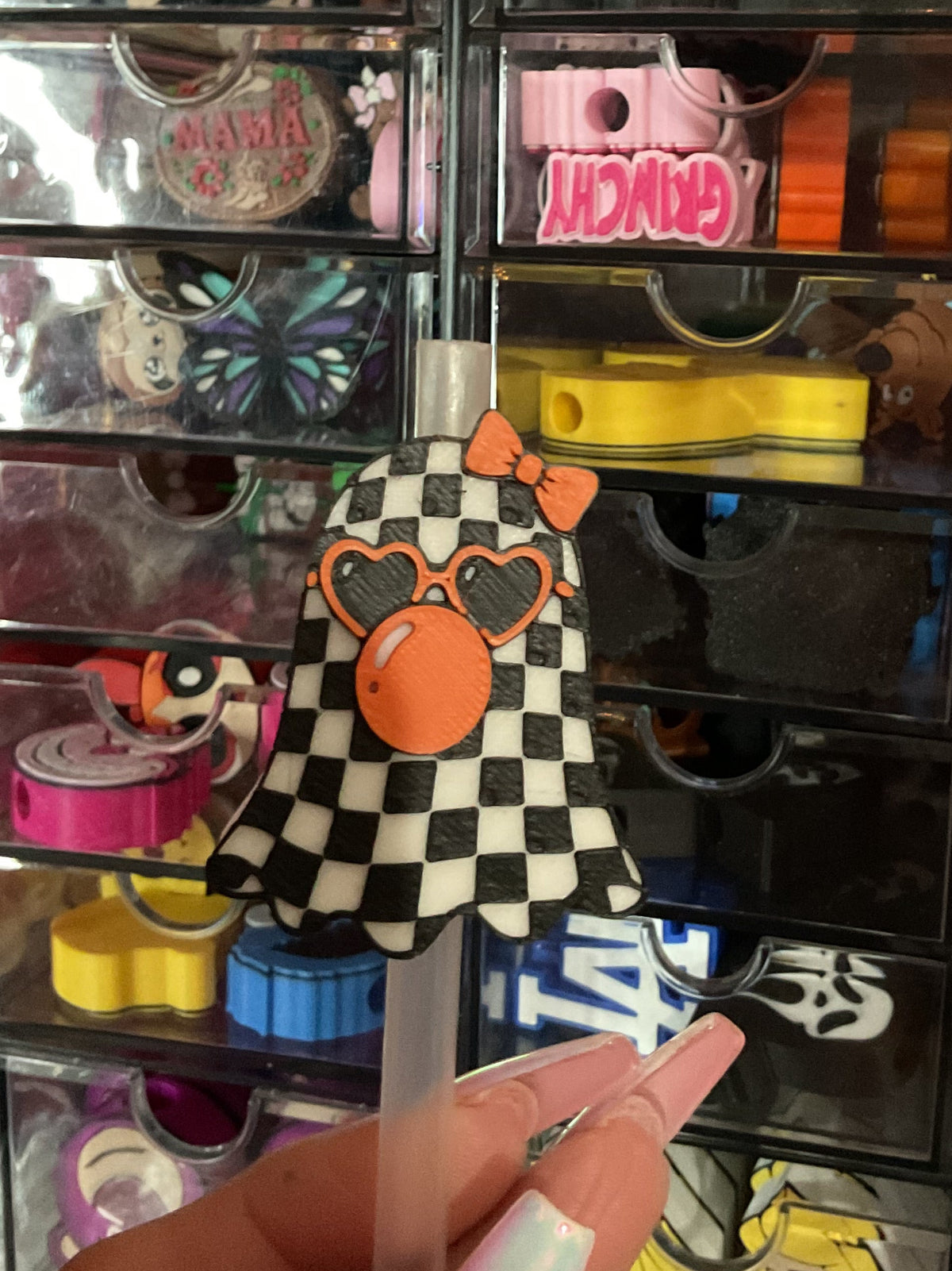 Bubblegum Ghostie 3D Straw Topper