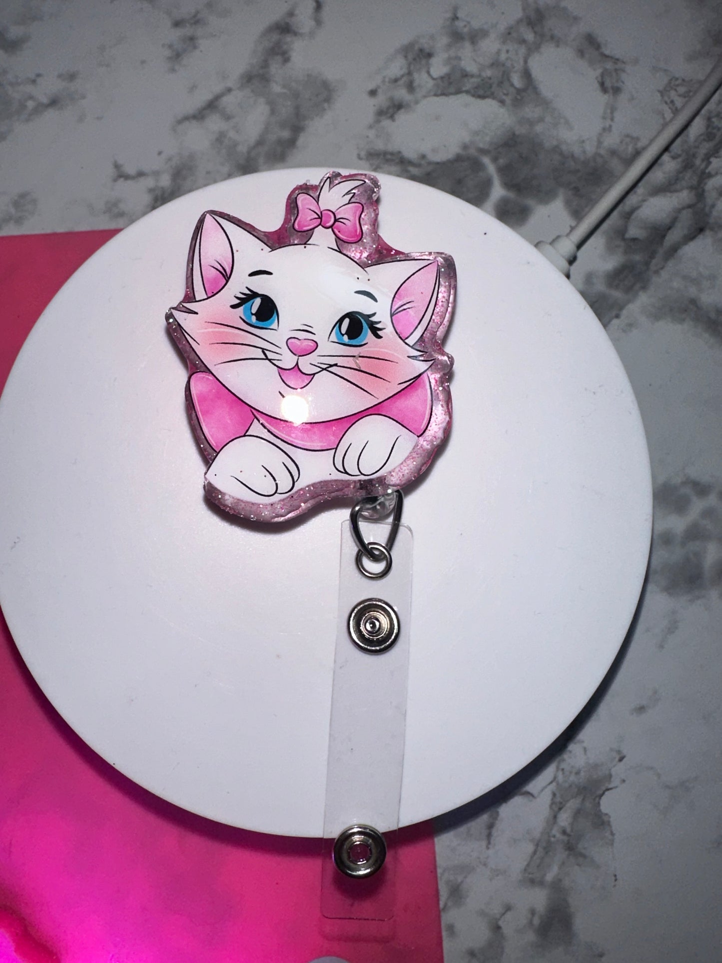 Pink Cat Badge Reel