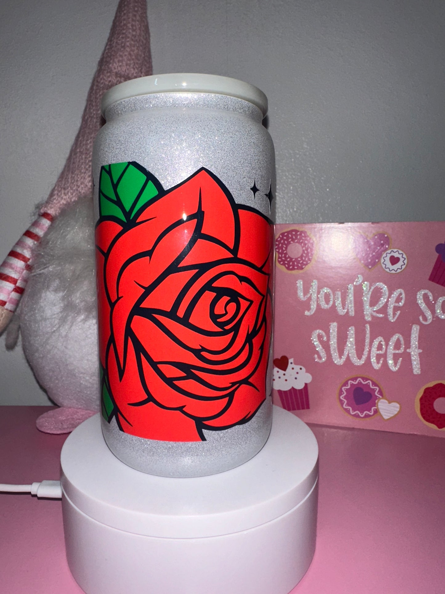 Silver Shimmer Glass Tumbler