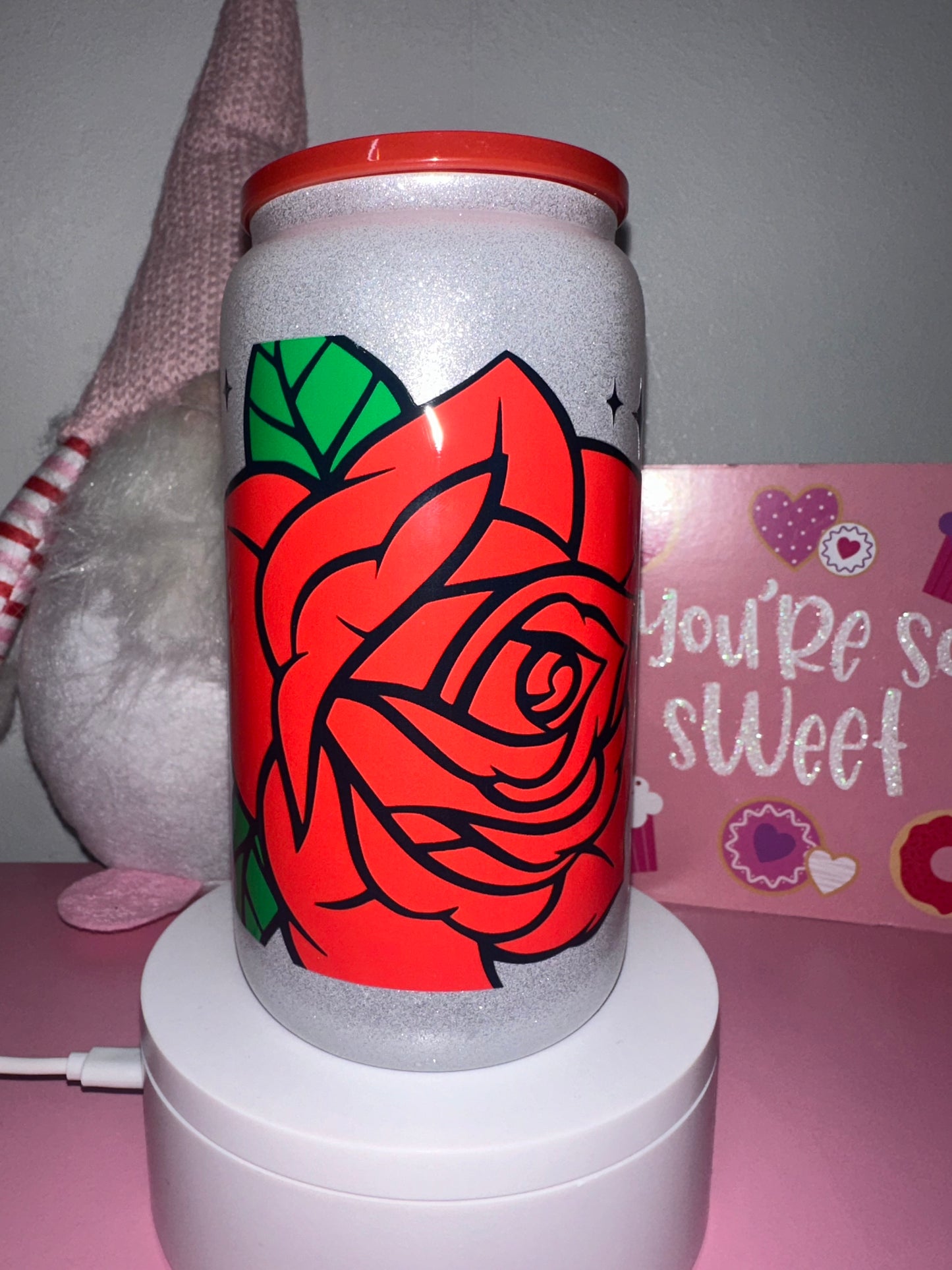 Silver Shimmer Glass Tumbler