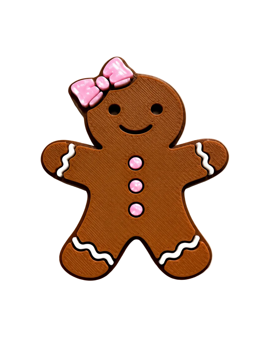 Gingerbread with Pink Bow 3D Straw Topper