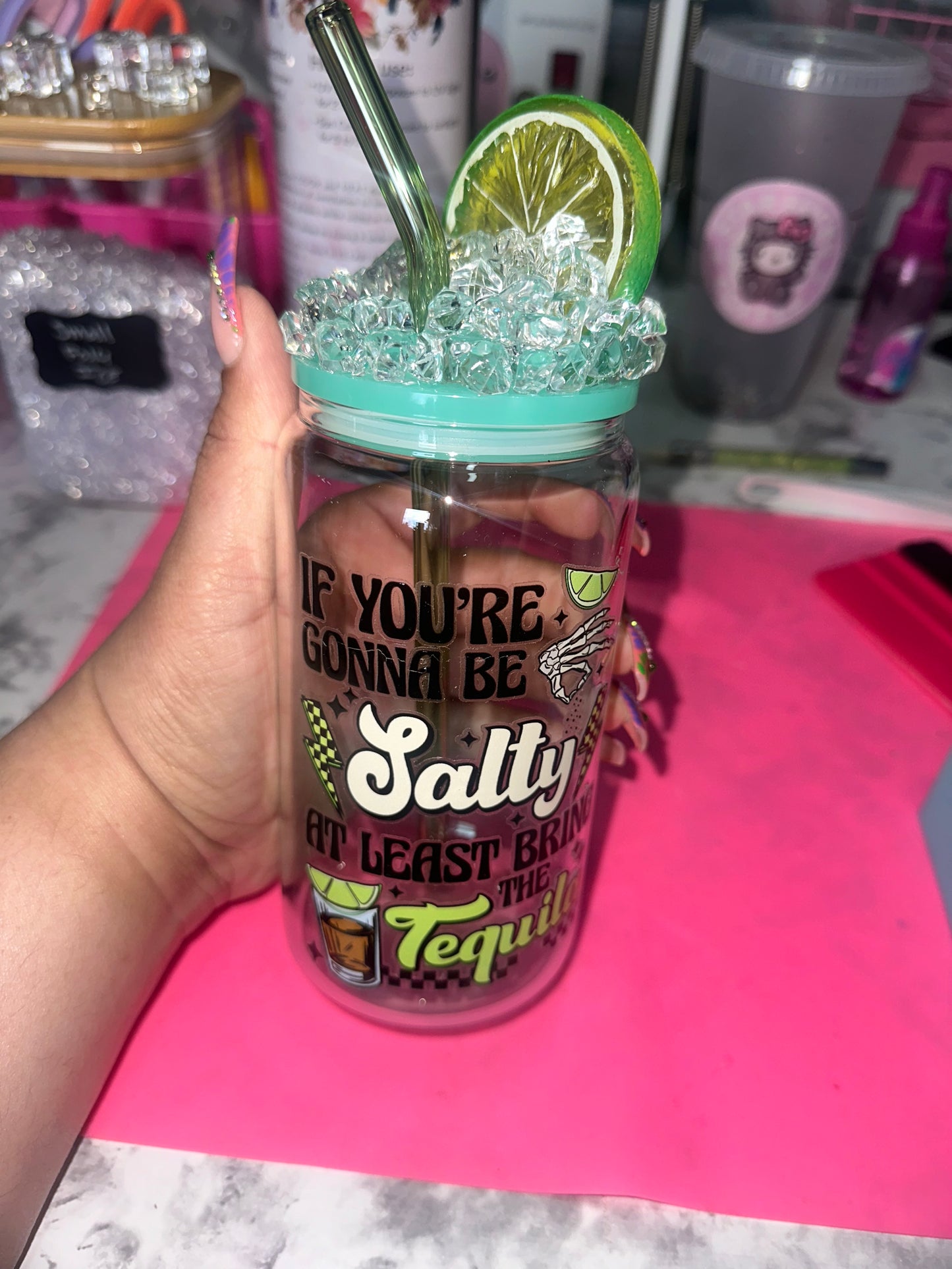 Don’t be salty glass tumbler