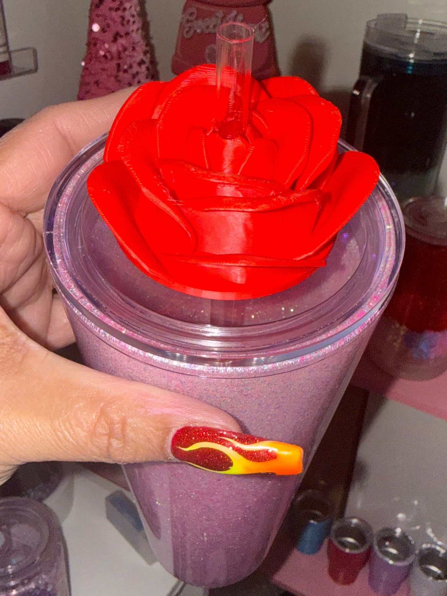 Red Rose 3D Lid Topper (24oz only)