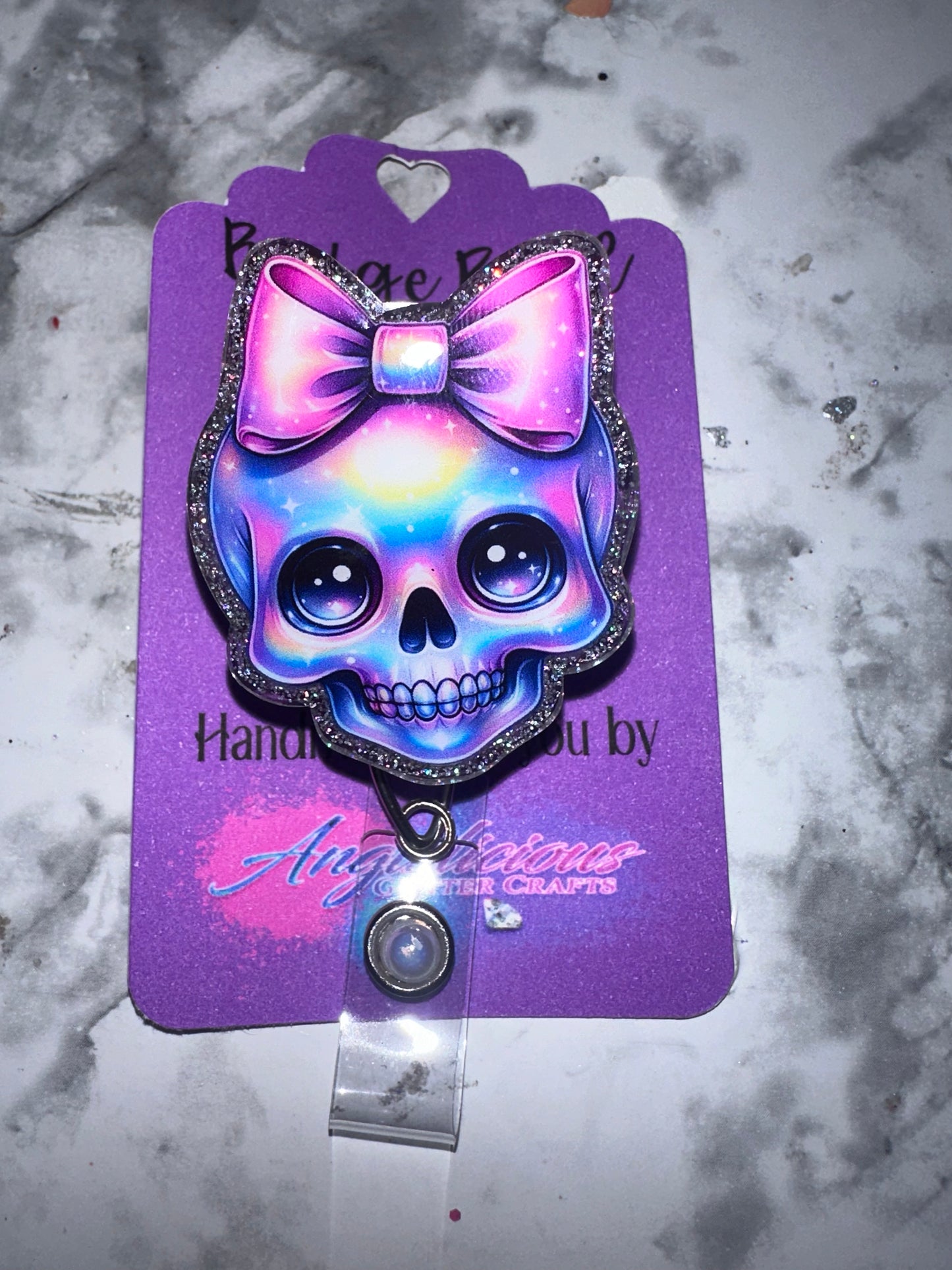 Blue/Purple or Silver Skull Badge Reel