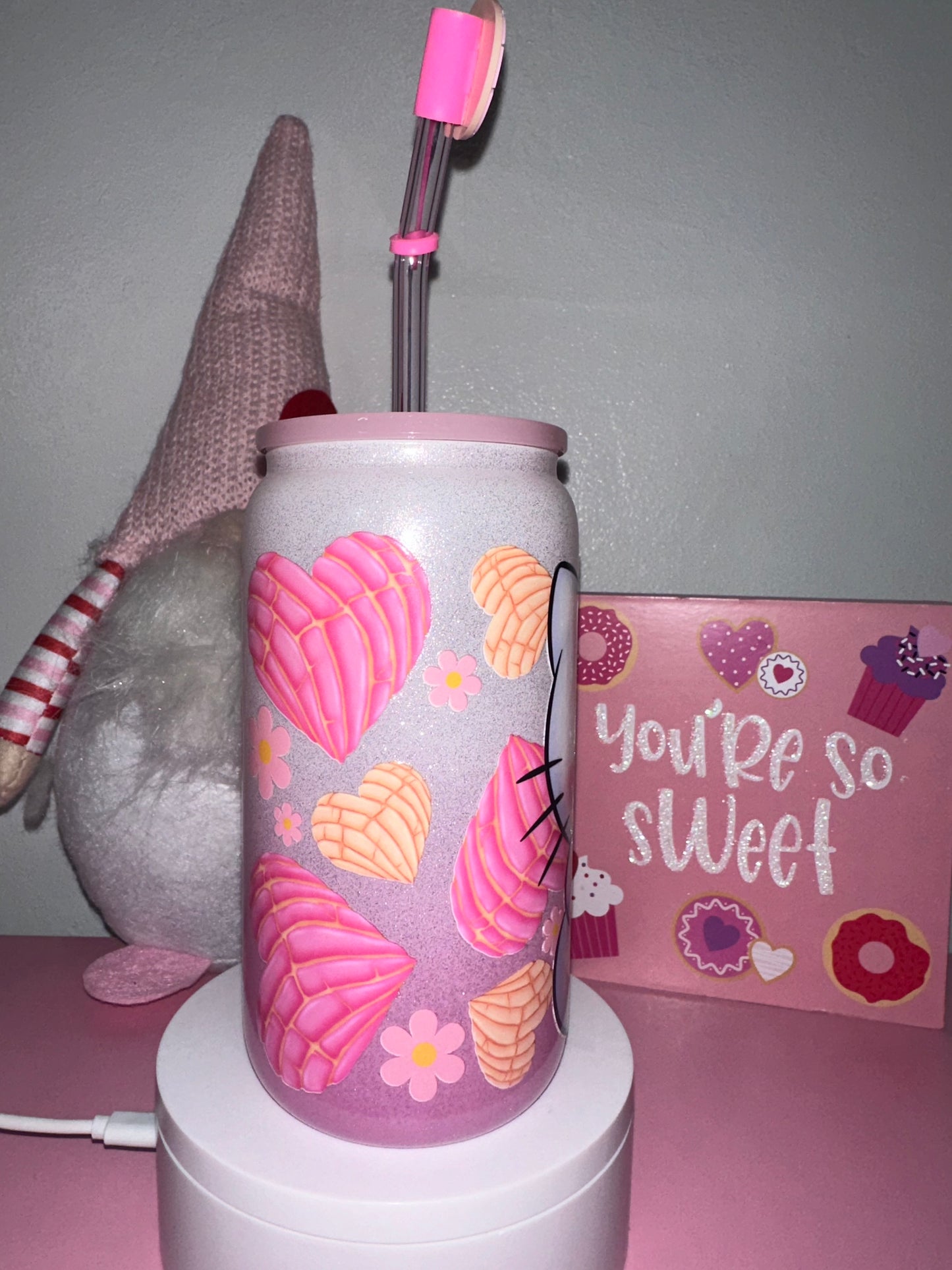 HK Pink Shimmer Ombré Glass Tumbler