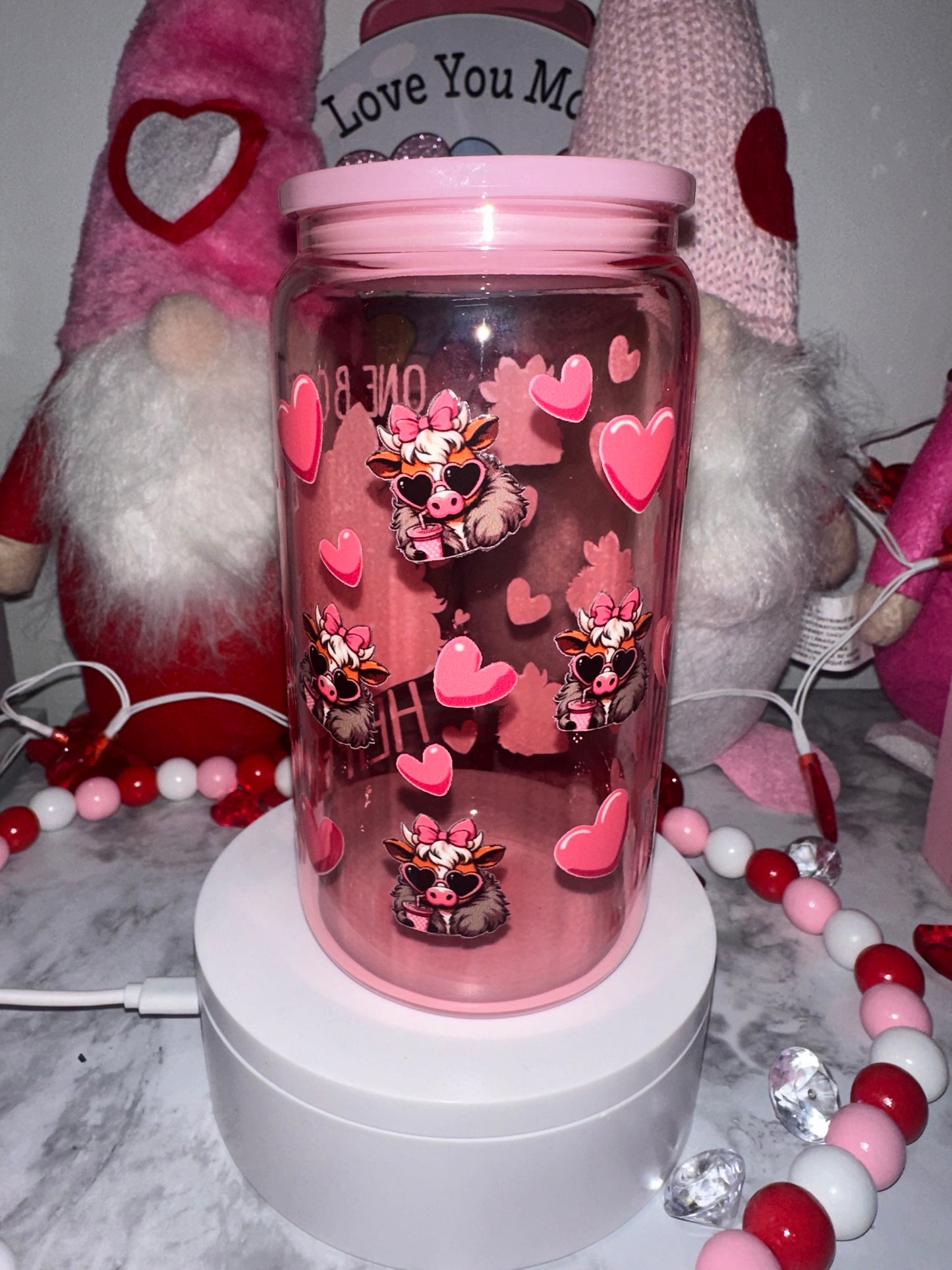 Boujee Heifer Pink Glass Tumbler