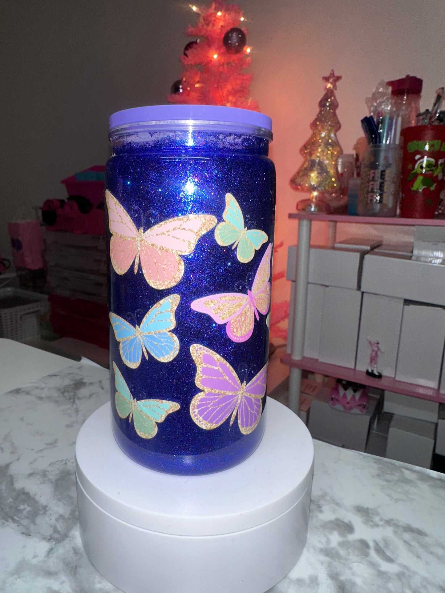 Purple Butterflies Snow Globe