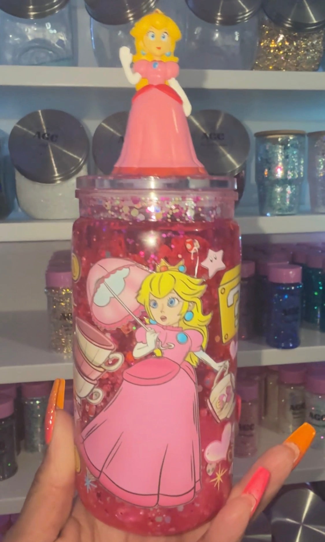 Princess Peach Lava Drip Snow Globe