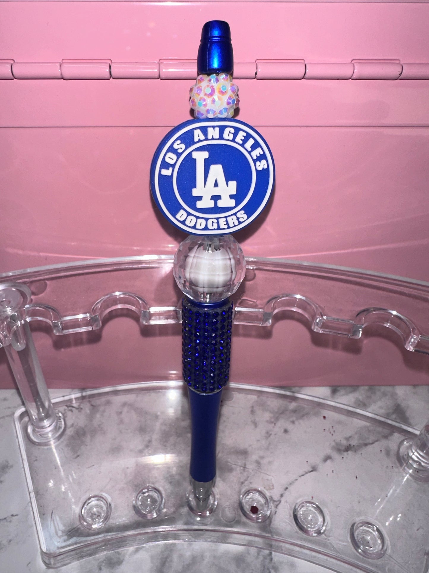 Blue Bling Beaded Pen