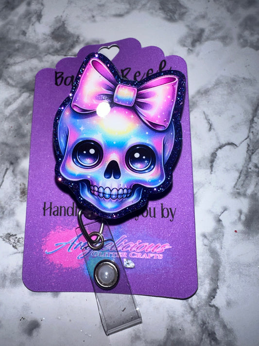 Blue/Purple or Silver Skull Badge Reel