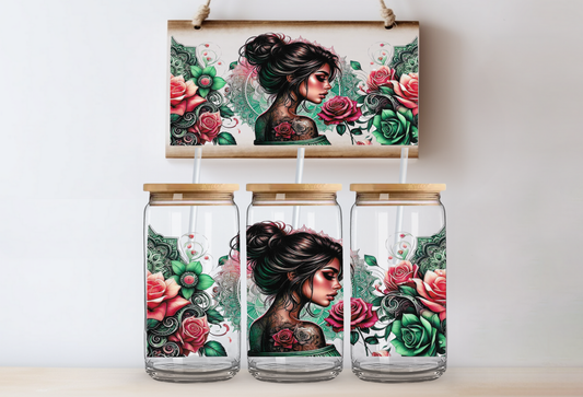 Green & Red Roses Girl