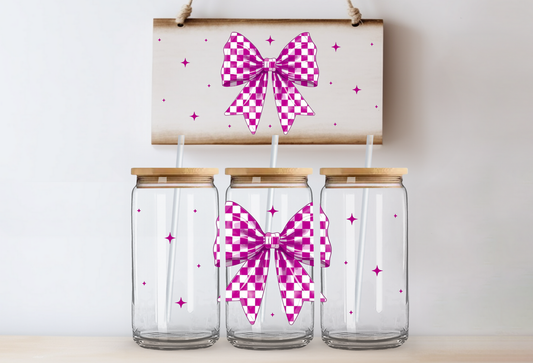 Pink Checkered Bow