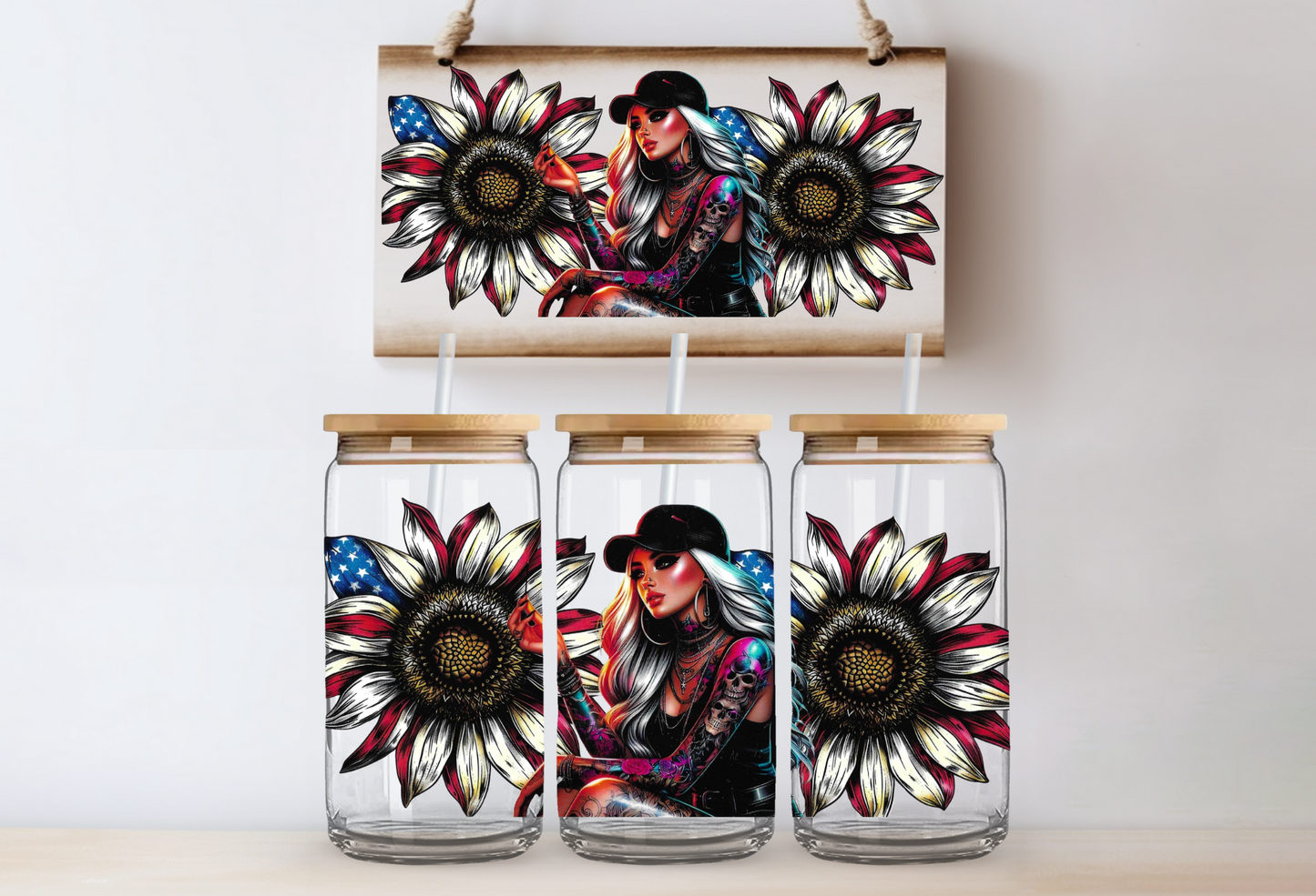 Girl with USA Flowers