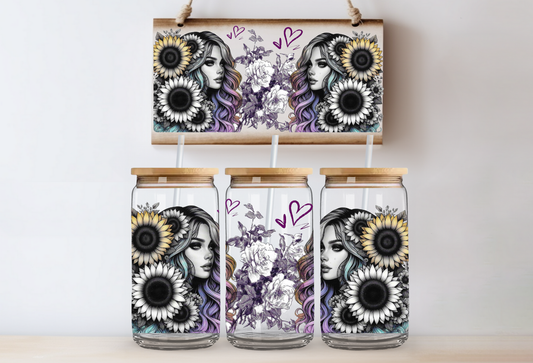 Girl with pastel flowers