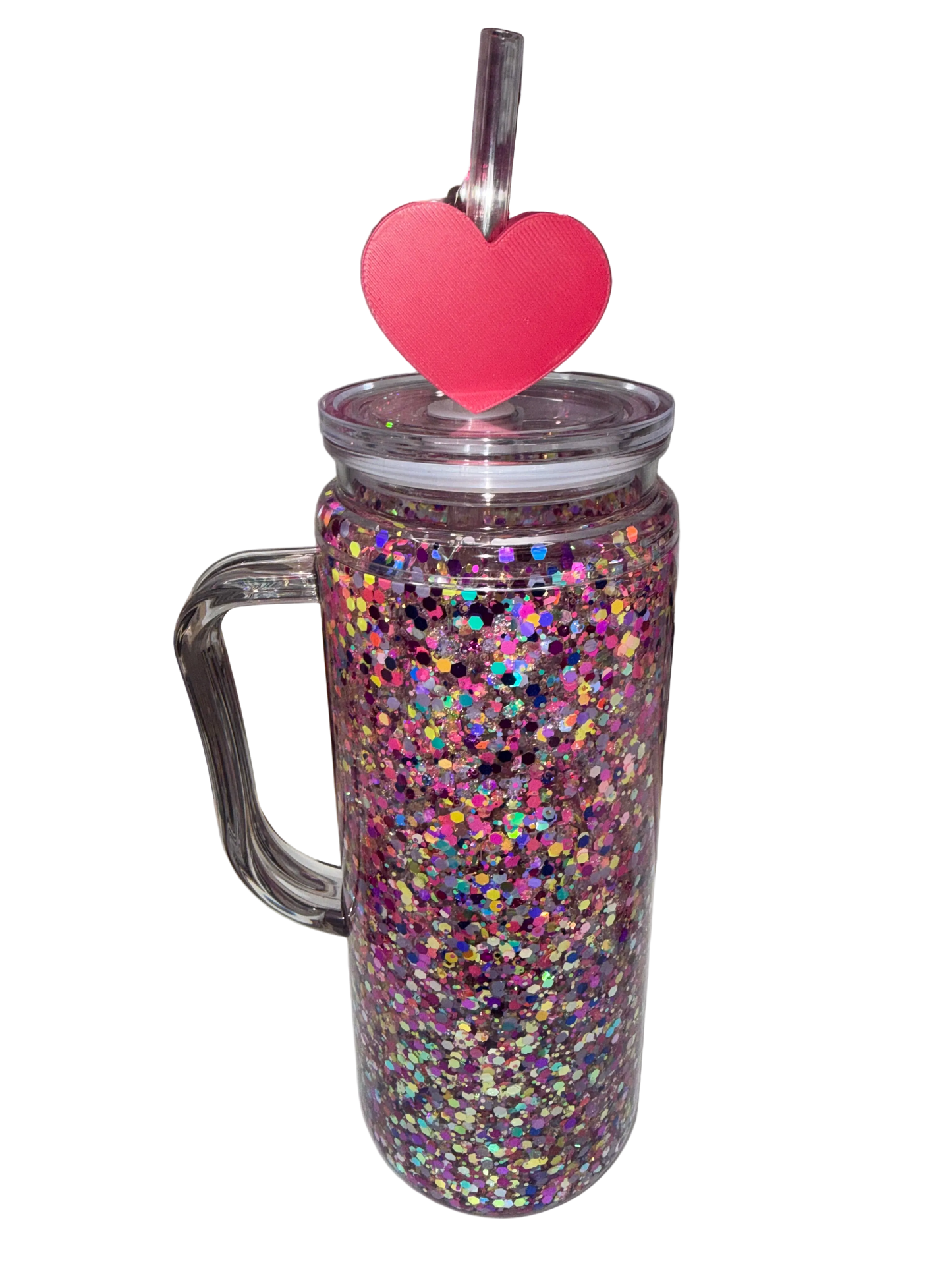 Hot Pink Heart 3D Straw Topper