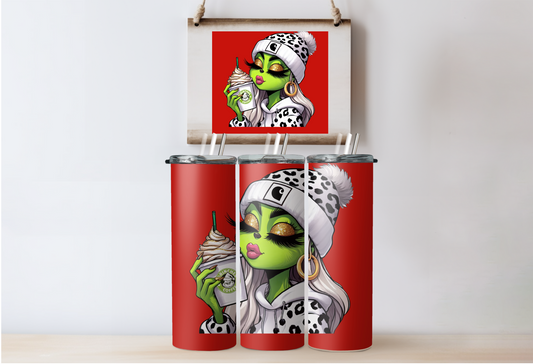 White Grinchy Girl Tumbler