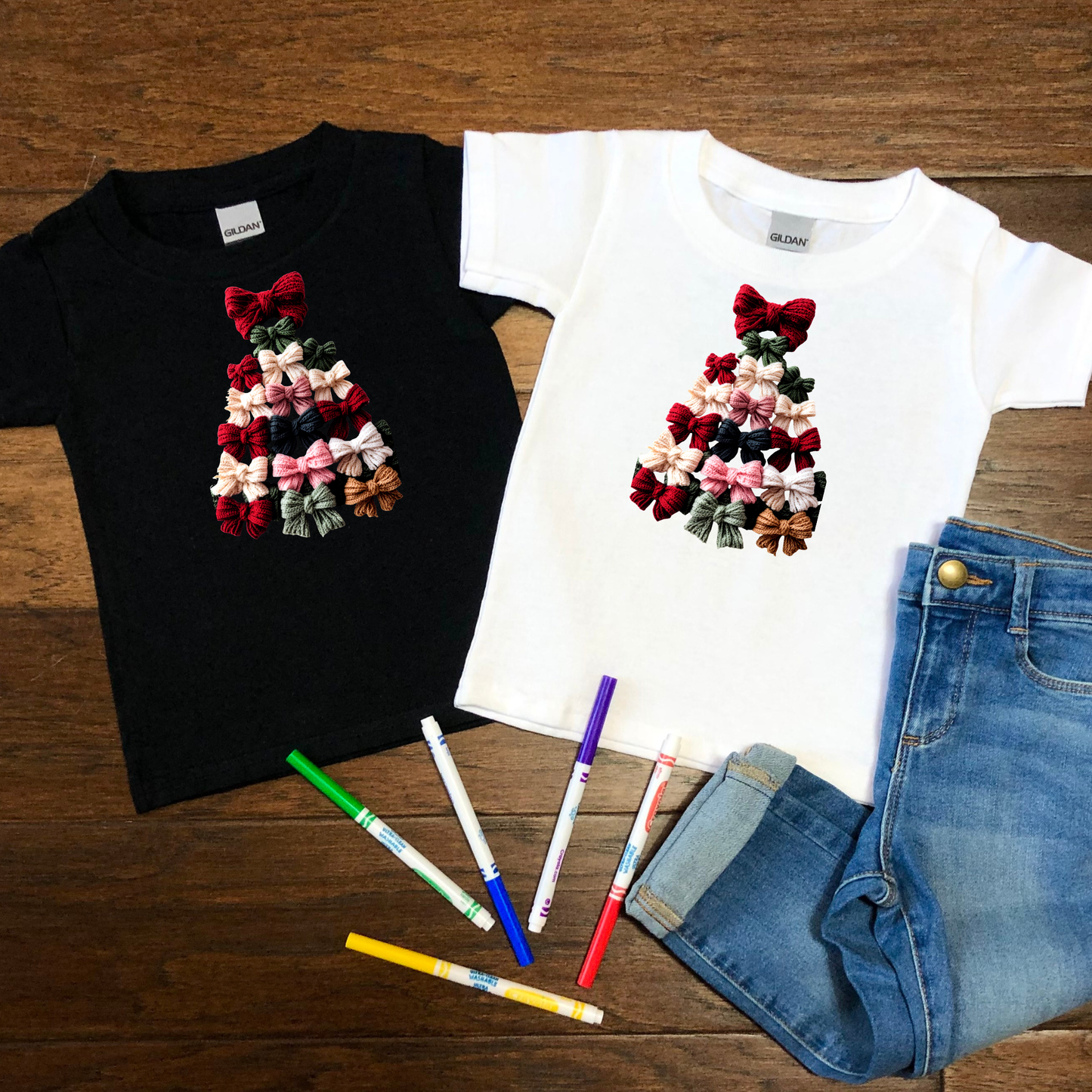 Christmas Bow Tree Kids T-shirt