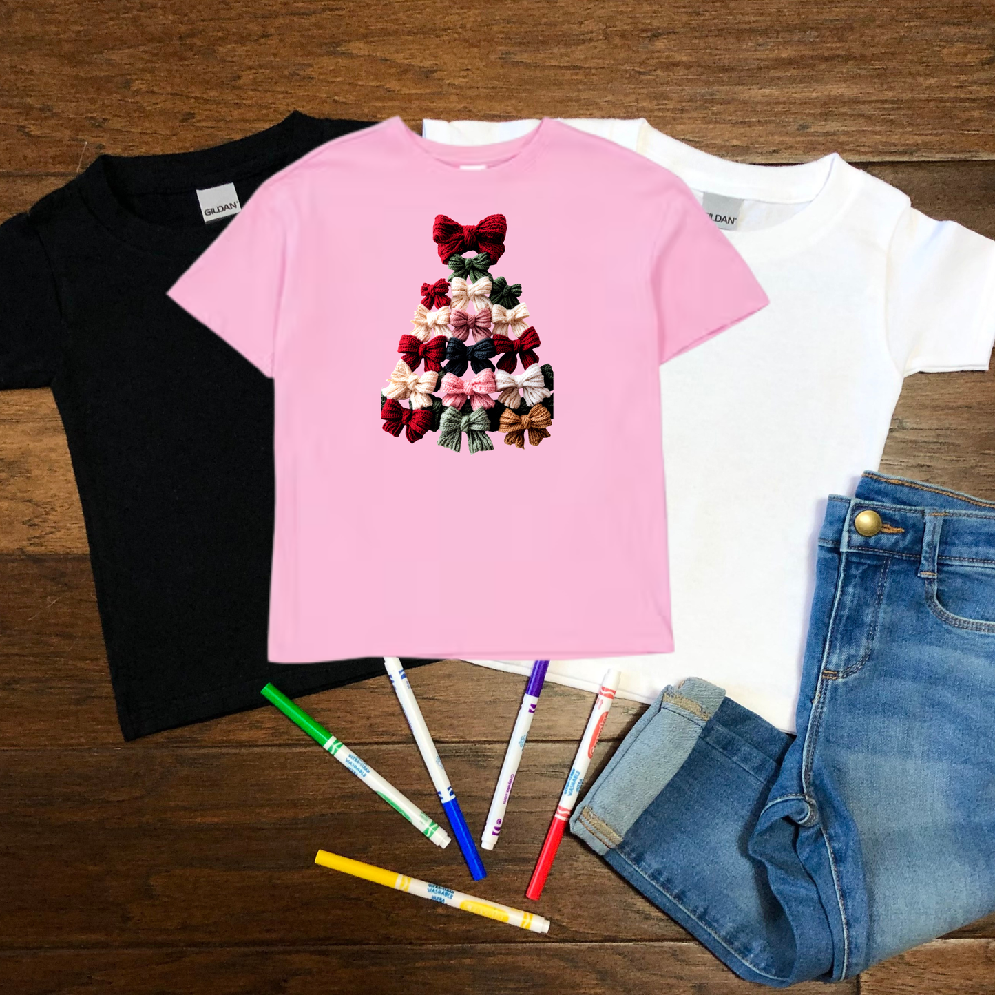 Christmas Bow Tree Kids T-shirt