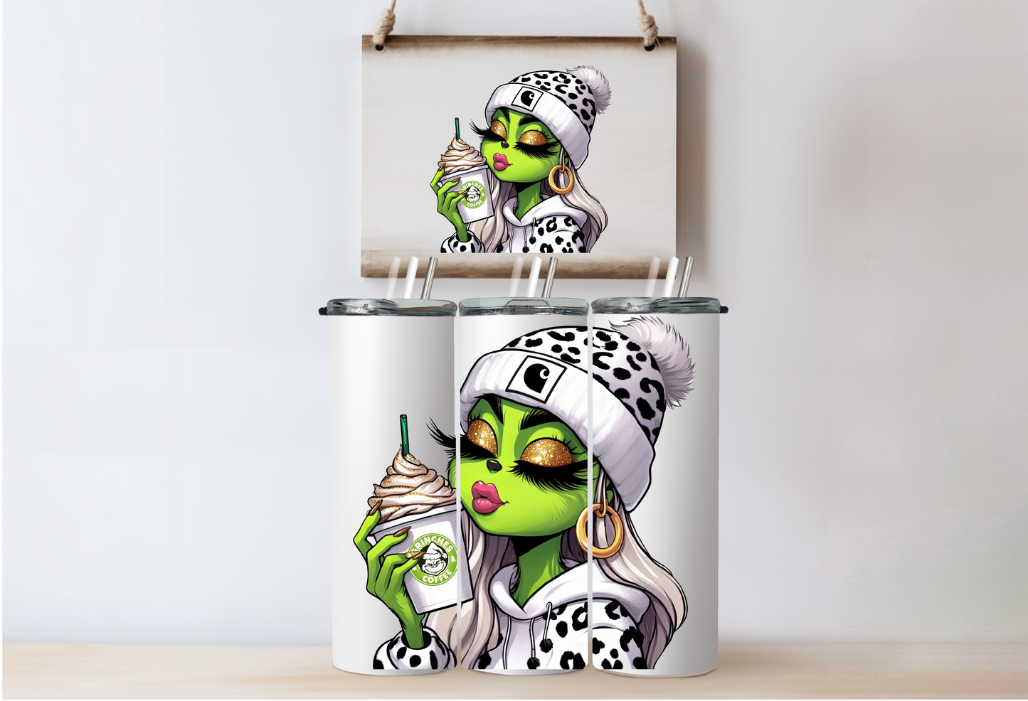 White Grinchy Girl Tumbler