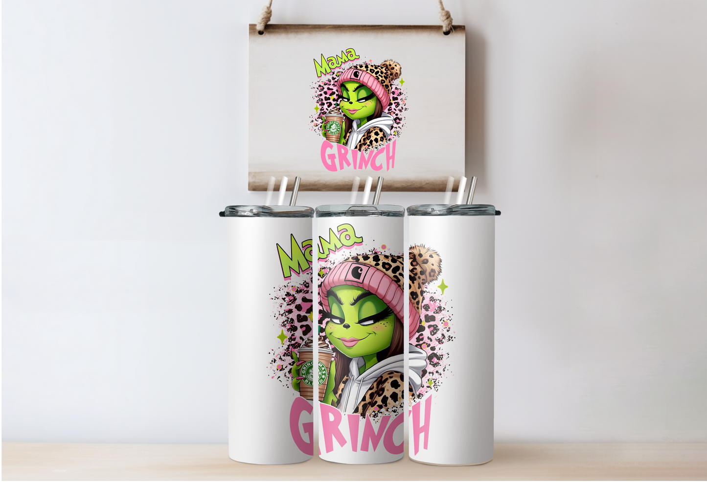 Pink Grinchy Mama Tumbler