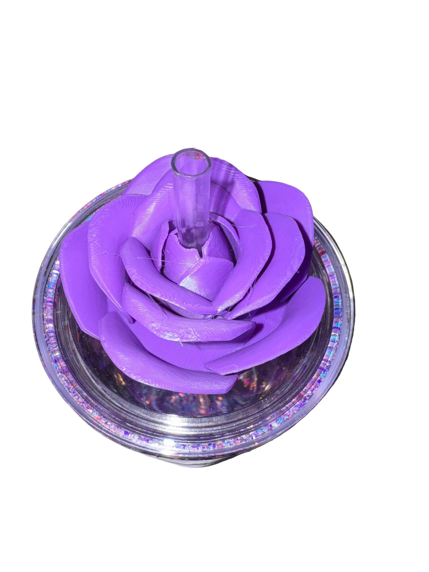 Dark Purple Rose 3D Lid Topper (24oz only)