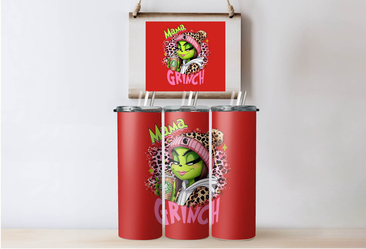 Pink Grinchy Mama Tumbler