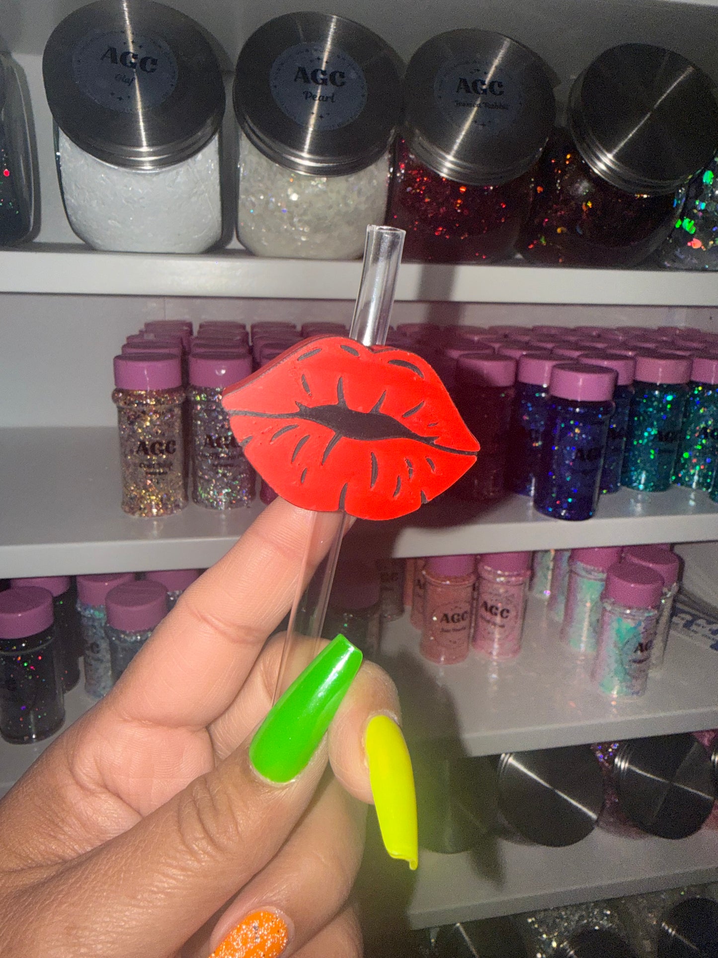 Red Lips 3D Straw Topper