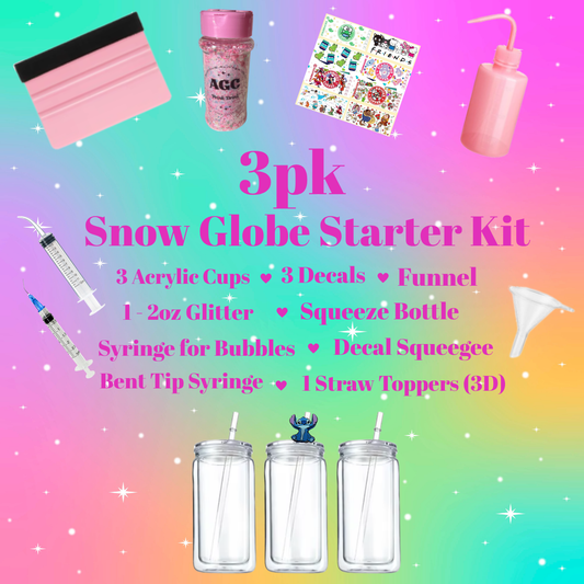 16oz Acrylic Snow Globe Starter Kit - 3pk