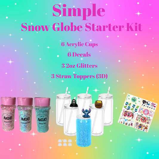 16oz Acrylic Snow Globe Simple Starter Kit - 6pk