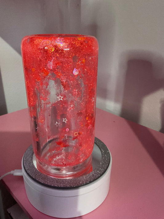 Pink Fine Glitter Lava Drip Snow Globe