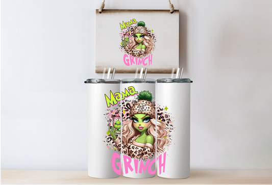 Pink Grinchy Mama LV Tumbler